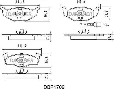 Danaher DBP1709 - Bremžu uzliku kompl., Disku bremzes www.autospares.lv