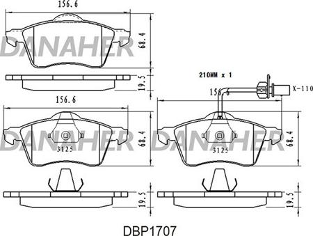 Danaher DBP1707 - Brake Pad Set, disc brake www.autospares.lv