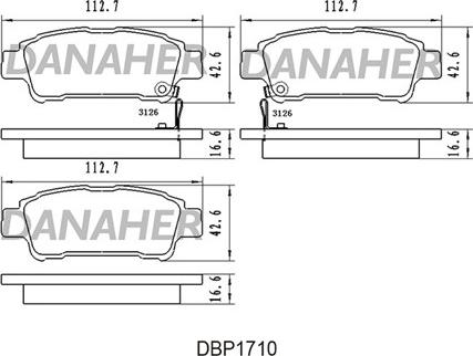 Danaher DBP1710 - Bremžu uzliku kompl., Disku bremzes autospares.lv