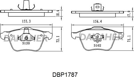 Danaher DBP1787 - Bremžu uzliku kompl., Disku bremzes autospares.lv