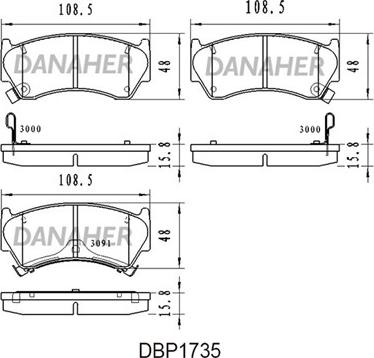 Danaher DBP1735 - Brake Pad Set, disc brake www.autospares.lv