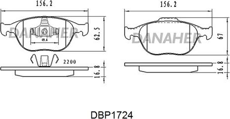 Danaher DBP1724 - Тормозные колодки, дисковые, комплект www.autospares.lv