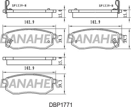 Danaher DBP1771 - Brake Pad Set, disc brake www.autospares.lv