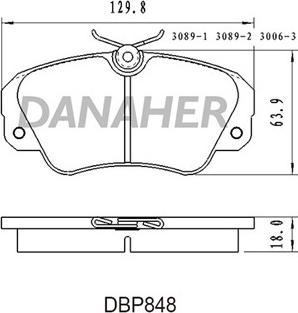 Danaher DBP848 - Brake Pad Set, disc brake www.autospares.lv