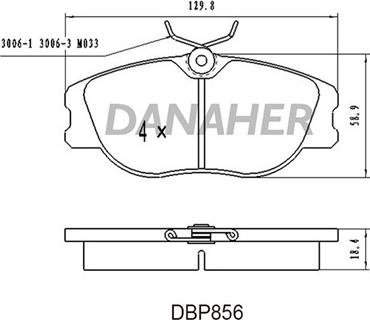 Danaher DBP856 - Bremžu uzliku kompl., Disku bremzes autospares.lv