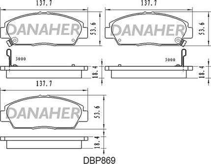 Danaher DBP869 - Тормозные колодки, дисковые, комплект www.autospares.lv