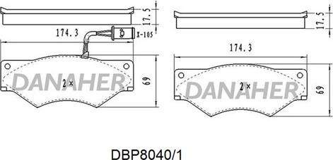 Danaher DBP8040/1 - Brake Pad Set, disc brake www.autospares.lv