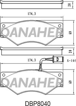 Danaher DBP8040 - Bremžu uzliku kompl., Disku bremzes www.autospares.lv