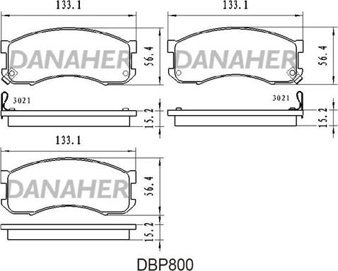 Danaher DBP800 - Bremžu uzliku kompl., Disku bremzes autospares.lv