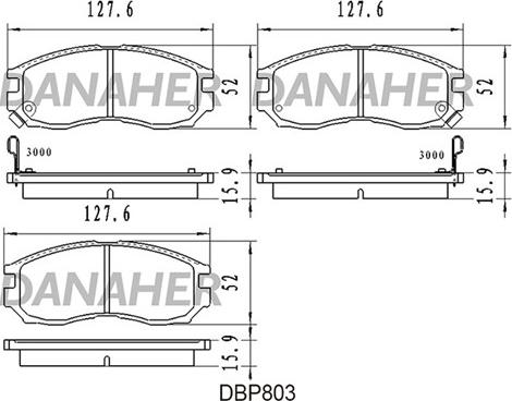 Danaher DBP803 - Bremžu uzliku kompl., Disku bremzes www.autospares.lv