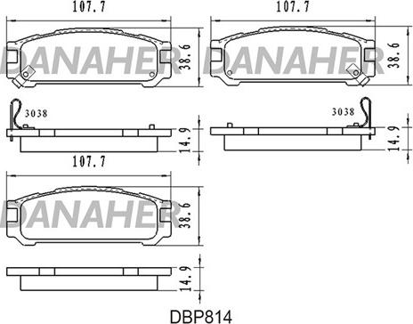 Danaher DBP814 - Bremžu uzliku kompl., Disku bremzes www.autospares.lv