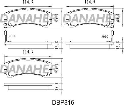 Danaher DBP816 - Bremžu uzliku kompl., Disku bremzes www.autospares.lv