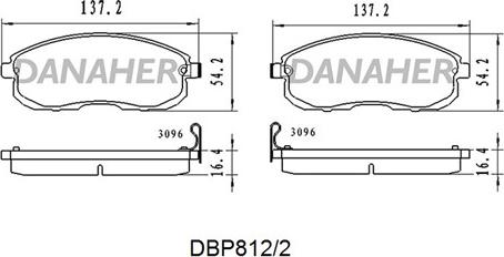 Danaher DBP812/2 - Тормозные колодки, дисковые, комплект www.autospares.lv