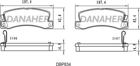 Danaher DBP834 - Bremžu uzliku kompl., Disku bremzes autospares.lv