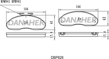 Danaher DBP828 - Bremžu uzliku kompl., Disku bremzes autospares.lv