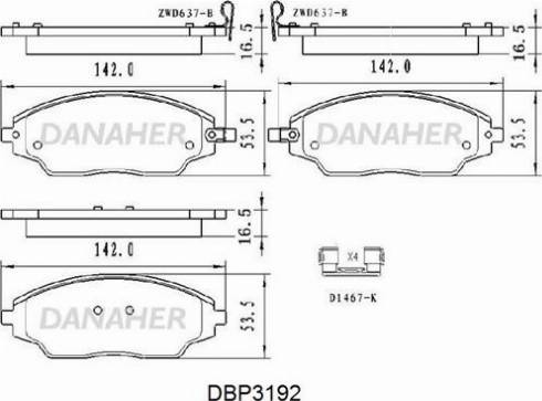 Danaher DBP3192 - Bremžu uzliku kompl., Disku bremzes autospares.lv