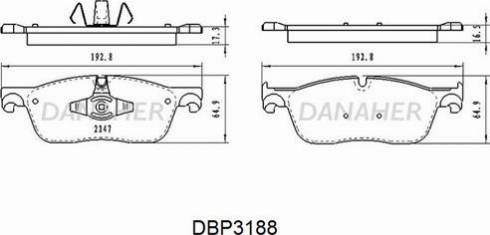 Danaher DBP3188 - Brake Pad Set, disc brake www.autospares.lv