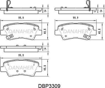 Danaher DBP3309 - Bremžu uzliku kompl., Disku bremzes www.autospares.lv