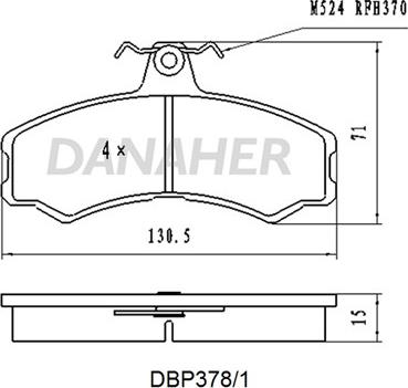 Danaher DBP378/1 - Bremžu uzliku kompl., Disku bremzes autospares.lv