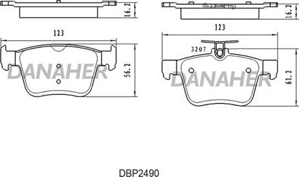 Danaher DBP2490 - Тормозные колодки, дисковые, комплект www.autospares.lv