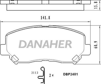 Danaher DBP2481 - Тормозные колодки, дисковые, комплект www.autospares.lv