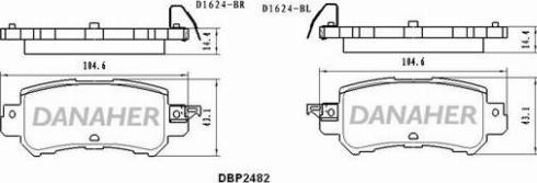 Danaher DBP2482 - Brake Pad Set, disc brake www.autospares.lv