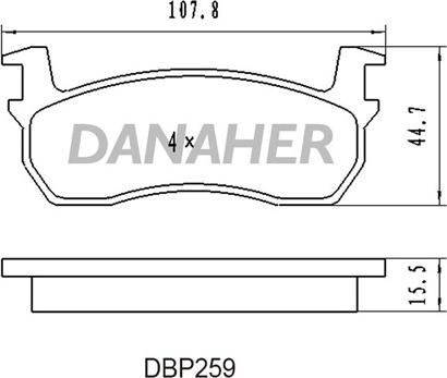 Danaher DBP259 - Тормозные колодки, дисковые, комплект www.autospares.lv