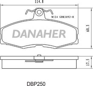 Danaher DBP250 - Brake Pad Set, disc brake www.autospares.lv