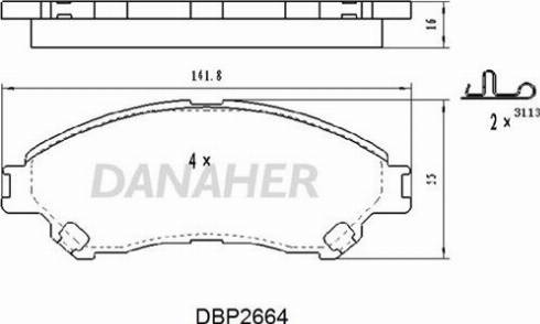 Danaher DBP2664 - Brake Pad Set, disc brake www.autospares.lv