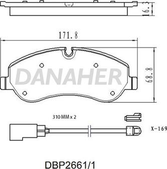 Danaher DBP2661/1 - Bremžu uzliku kompl., Disku bremzes autospares.lv