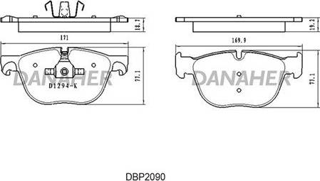 Danaher DBP2090 - Тормозные колодки, дисковые, комплект www.autospares.lv