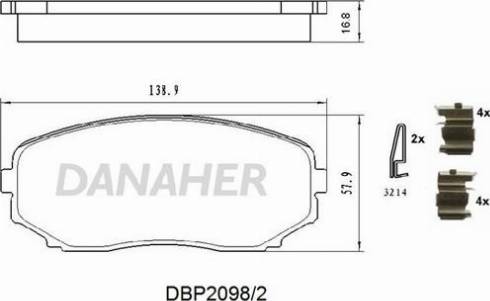 Danaher DBP2098/2 - Brake Pad Set, disc brake www.autospares.lv