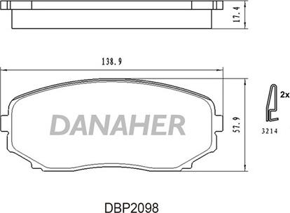 Danaher DBP2098 - Brake Pad Set, disc brake www.autospares.lv