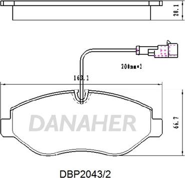 Danaher DBP2043/2 - Bremžu uzliku kompl., Disku bremzes www.autospares.lv