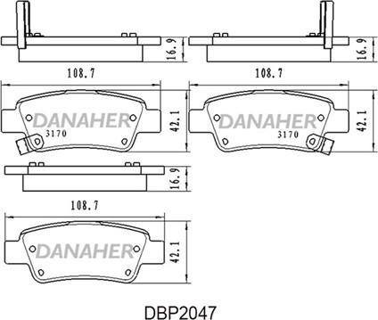 Danaher DBP2047 - Bremžu uzliku kompl., Disku bremzes autospares.lv