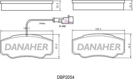 Danaher DBP2054 - Тормозные колодки, дисковые, комплект www.autospares.lv