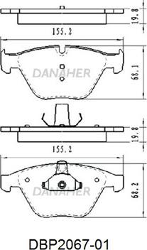 Danaher DBP2067-01 - Bremžu uzliku kompl., Disku bremzes www.autospares.lv