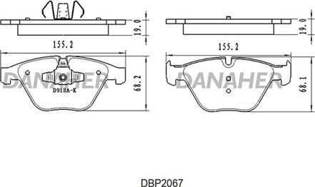 Danaher DBP2067 - Bremžu uzliku kompl., Disku bremzes www.autospares.lv