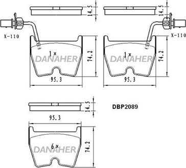 Danaher DBP2089 - Bremžu uzliku kompl., Disku bremzes www.autospares.lv