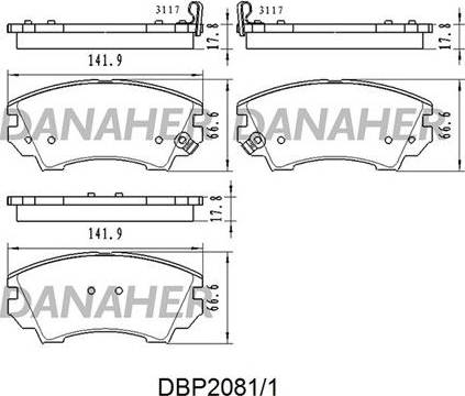 Danaher DBP2081/1 - Bremžu uzliku kompl., Disku bremzes www.autospares.lv