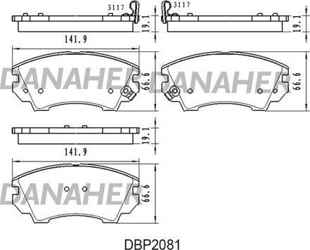 Danaher DBP2081 - Bremžu uzliku kompl., Disku bremzes www.autospares.lv