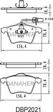 Danaher DBP2021 - Bremžu uzliku kompl., Disku bremzes www.autospares.lv