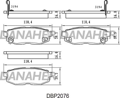 Danaher DBP2076 - Bremžu uzliku kompl., Disku bremzes www.autospares.lv