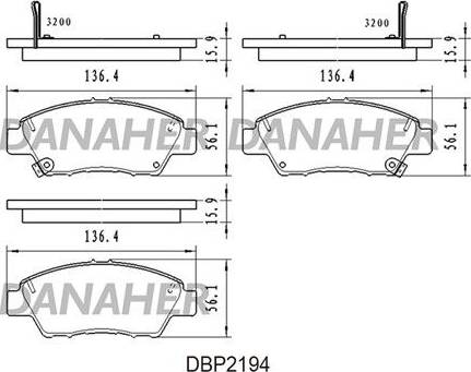 Danaher DBP2194 - Bremžu uzliku kompl., Disku bremzes autospares.lv