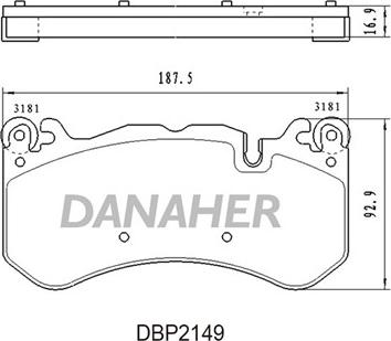 Danaher DBP2149 - Bremžu uzliku kompl., Disku bremzes autospares.lv