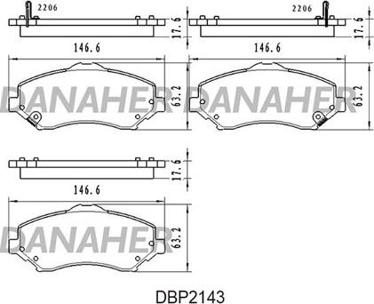 Danaher DBP2143 - Bremžu uzliku kompl., Disku bremzes www.autospares.lv