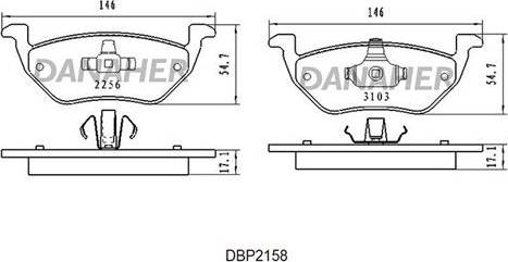 Danaher DBP2158 - Bremžu uzliku kompl., Disku bremzes www.autospares.lv