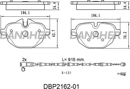 Danaher DBP2162-01 - Bremžu uzliku kompl., Disku bremzes autospares.lv