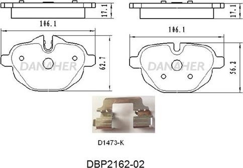 Danaher DBP2162-02 - Bremžu uzliku kompl., Disku bremzes autospares.lv