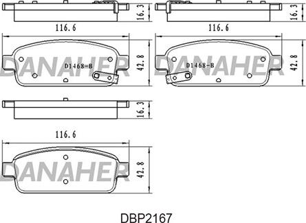 Danaher DBP2167 - Bremžu uzliku kompl., Disku bremzes www.autospares.lv